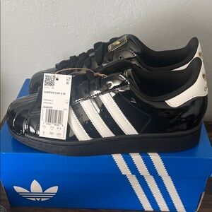 adidas Superstar II W Black Patent with White Stripes
